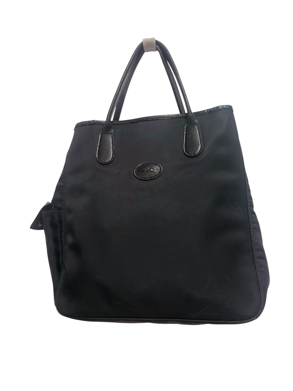 Longchamp Black Women’s Tote Bag - Classic Everyday Carry side with packet